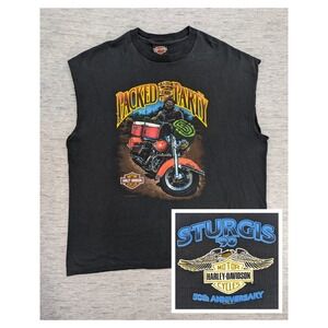 Vtg 1990 Men XL Harley Davidson Packed And Ready To Party Sturgis 50th Anniversa